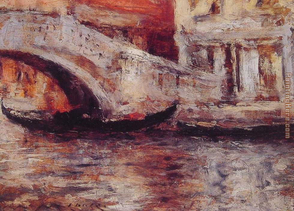 Gondolas Along Venetian Canal painting - William Merritt Chase Gondolas Along Venetian Canal art painting